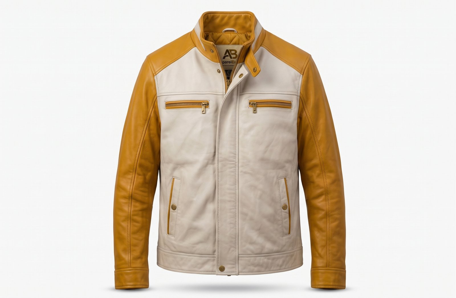 Leather Biker Jacket - Mustard